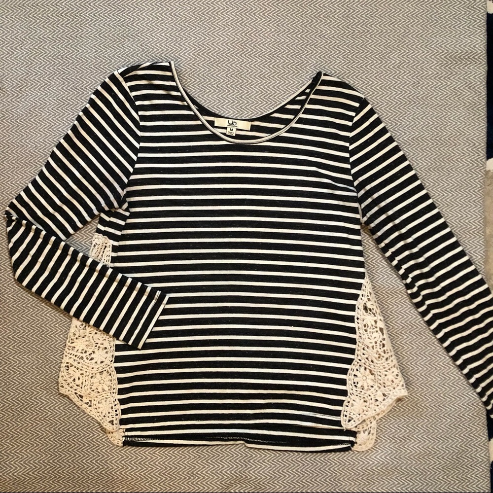 Long Sleeve Striped Blouse, Size Medium